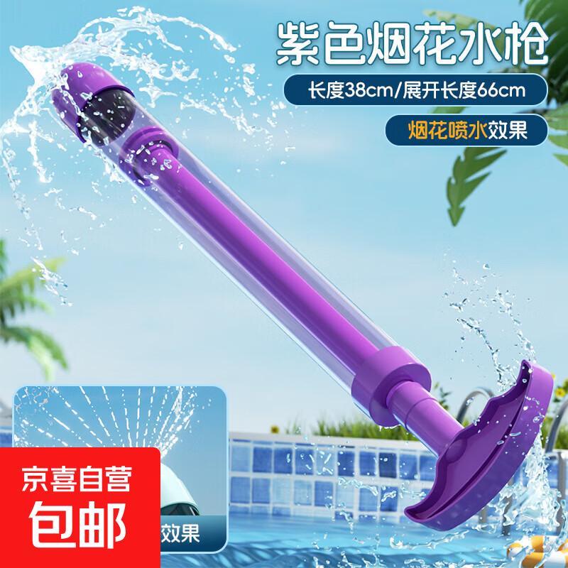 烟花水枪儿童玩具喷水抽拉式大容量女孩男孩成人漂流水枪神器 紫色-烟花水枪(opp袋装)