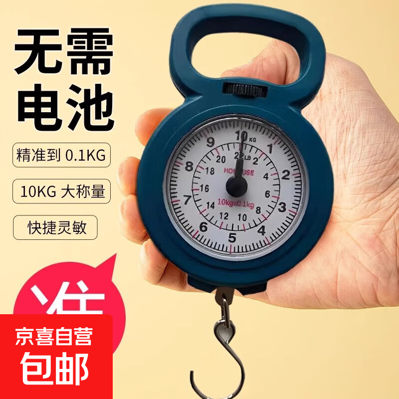 手提秤便携式家用精准手提秤钓鱼秤行李秤买菜秤旅游秤购物小秤快递秤手提秤弹簧秤教学生 迷你手提秤-混色-2个