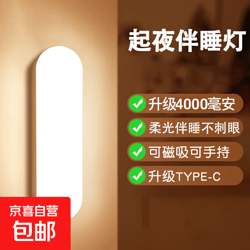小夜灯自动超亮厕所楼道宿舍家用新款人体智能感应灯走廊不插电 智能夜灯-暖光