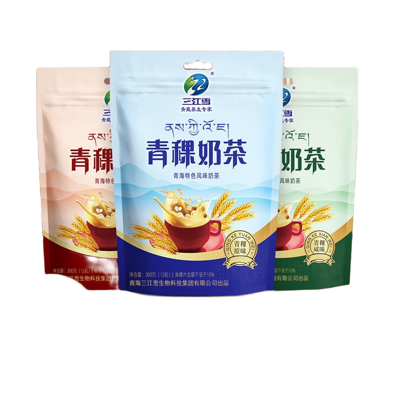 三江雪 青藏養(yǎng)生專家青海特產(chǎn)青稞奶茶粉 速溶沖調(diào)乳粉 細膩口感奶香濃郁300g/袋飲品 3袋300g全都要組合共900g