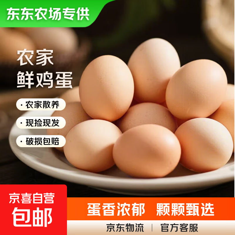 【东东农场专供】土鸡蛋新鲜鸡蛋农家散养40g左右/枚早餐溏心京东 20枚（农场专供）