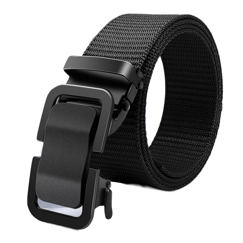 鹏境皮带男士帆布腰带自动扣简约父亲节礼物时尚军训休闲耐磨耐穿裤带 简约黑色【120*3.8cm】10.78元拍2件(合5.39元/件)