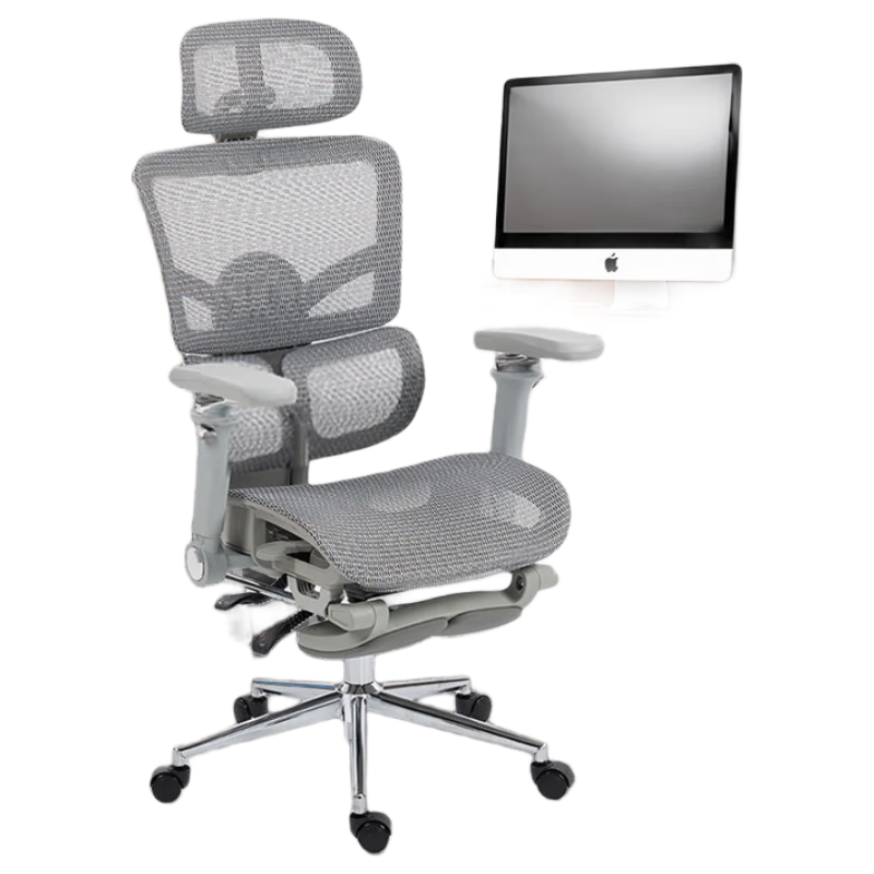 家友人体工学椅双驱护腰电脑椅舒服办公椅老板椅电竞椅人工力学椅椅子 JY031银灰双驱护腰+脚踏+8D万向扶手 杜邦特网 钢制脚