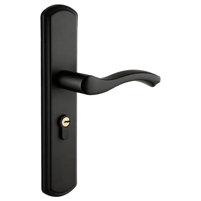 奧本執(zhí)手鎖室內(nèi)門鎖降噪鎖體銅芯銅鑰匙可調(diào)節(jié)門把手門鎖A18黑