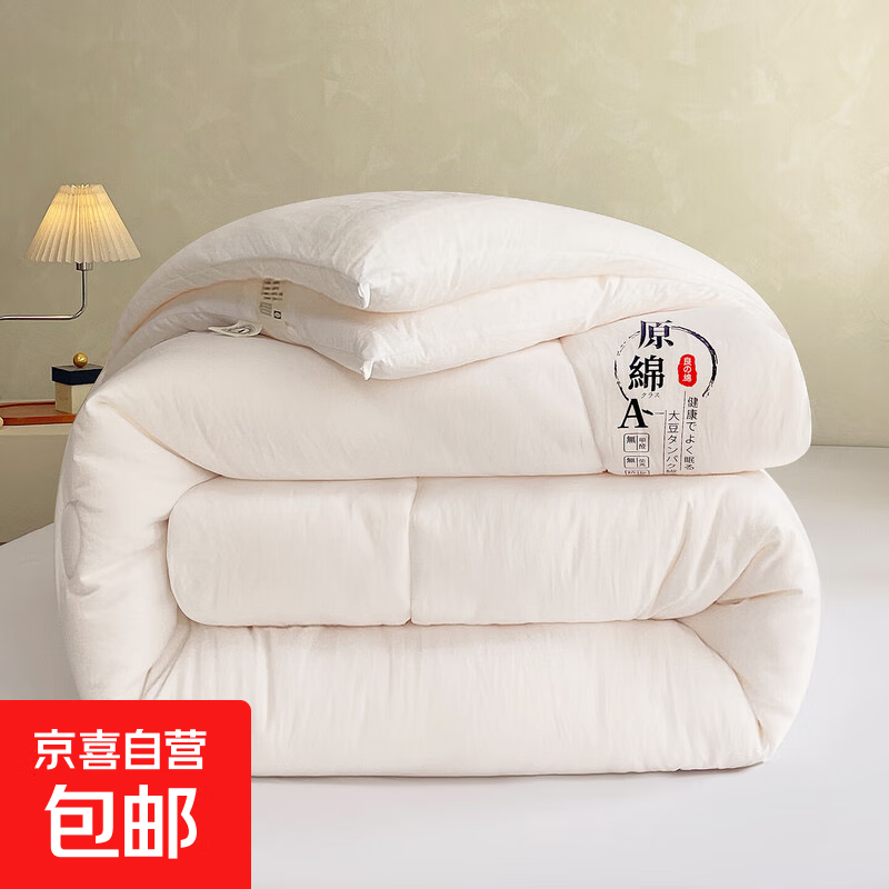 A类原棉被被芯冬被春秋被子单学生宿舍四季通用冬季加厚保暖被褥 原棉-白 180x220cm 约10斤