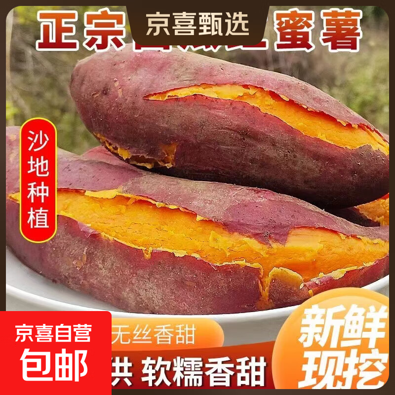 现挖西瓜红蜜薯沙地香甜软糯红心番薯山芋无丝农家自种糖心地瓜 优质西瓜红 2斤 带箱 中大果（单果150g-500g）