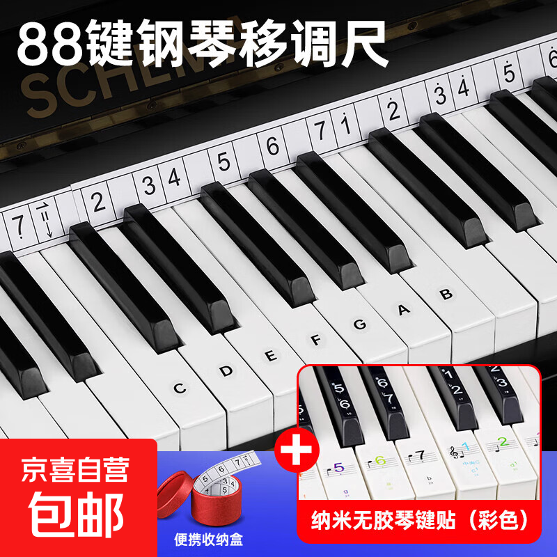 钢琴变调尺电钢电子琴简谱五线谱移调尺88键升降音阶自学键盘贴纸