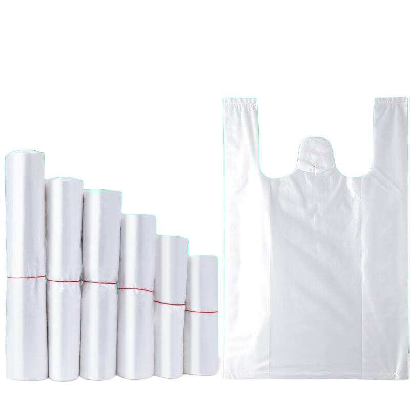 爱兰雅 白色食品塑料袋 手提加厚打包袋 宽24*高37  140个