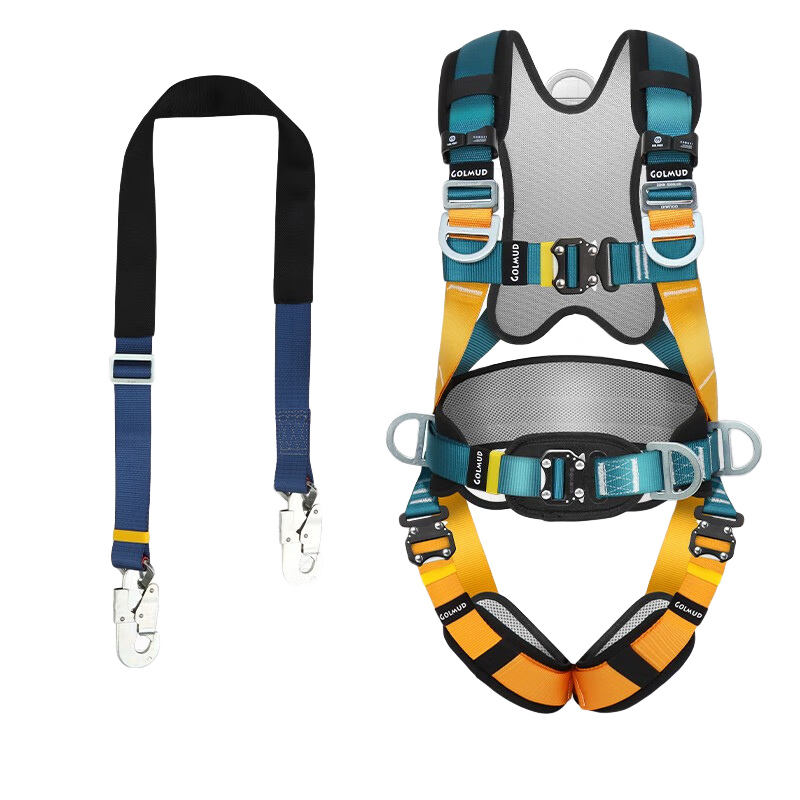 哥尔姆全身式安全带 五点式高空作业 国标双挂钩保险 安全绳套装 GM3663全身速插安全带 单独安全带加围杆带