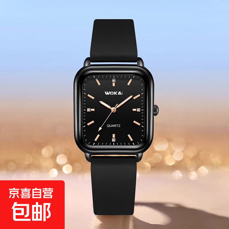 2025新款手表爆款时尚百搭高端休闲夜光防水小众轻奢石英腕表 方形黑色