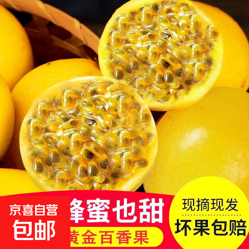 黄金百香果钦蜜9号新鲜水果现摘大果产地直发 10粒装小果 小果30-45g