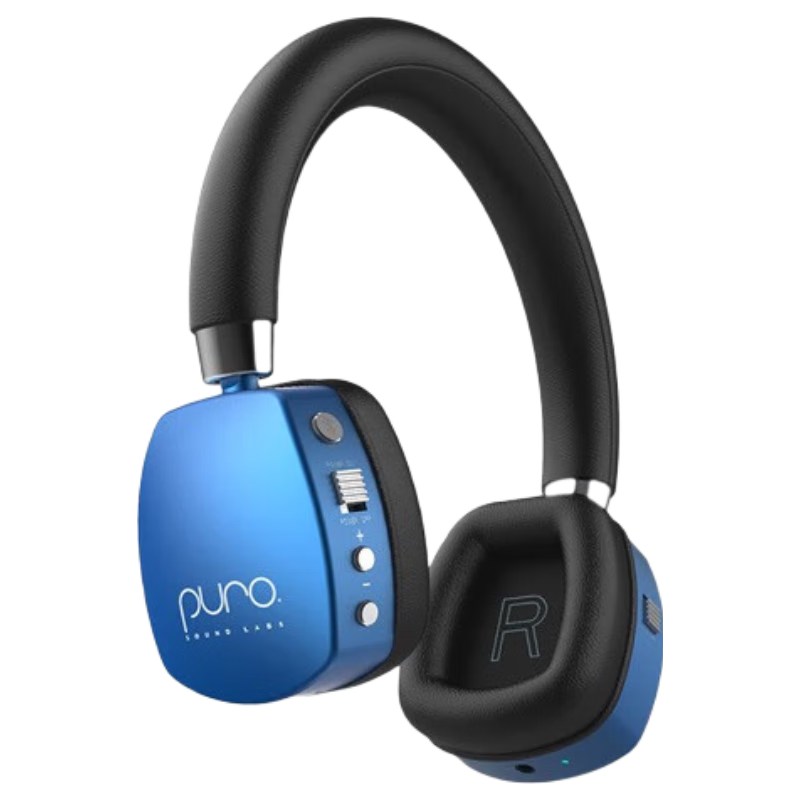 声谱乐 美国 PuroQuiet-PLUS头戴式蓝牙主动降噪儿童耳机护耳学生网课带麦 贴耳式不闷耳 宝蓝色