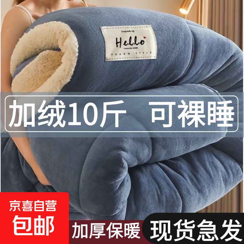 羊羔绒冬被牛奶绒被子加厚保暖被芯秋冬宿舍用加绒被褥四季春秋被 宾利蓝 100*150cm约2斤（拍此规格颜色随机发）