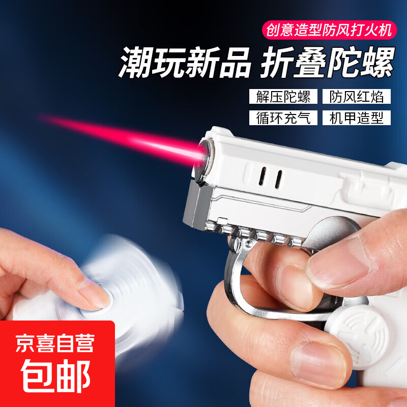 机甲指尖陀螺火机二合一创意旋转解压可充气新款变形网红 陀螺二合一 【白色】 陀螺二合一