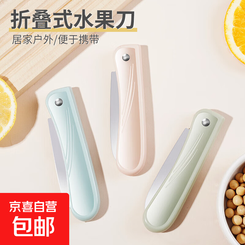 园艺工具户外野餐刀不锈钢折叠水果刀便携式瓜果削皮刀去皮小刀 折叠刀-随机色2把
