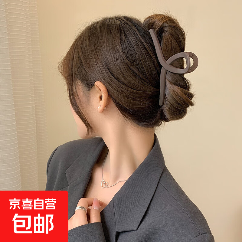 磨砂质感鲨鱼夹新款抓夹高级后脑勺盘发夹子发夹发饰 磨砂咖色【11CM】