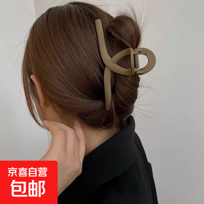 磨砂质感鲨鱼夹新款抓夹高级后脑勺盘发夹子发夹发饰 磨砂卡其【11CM】