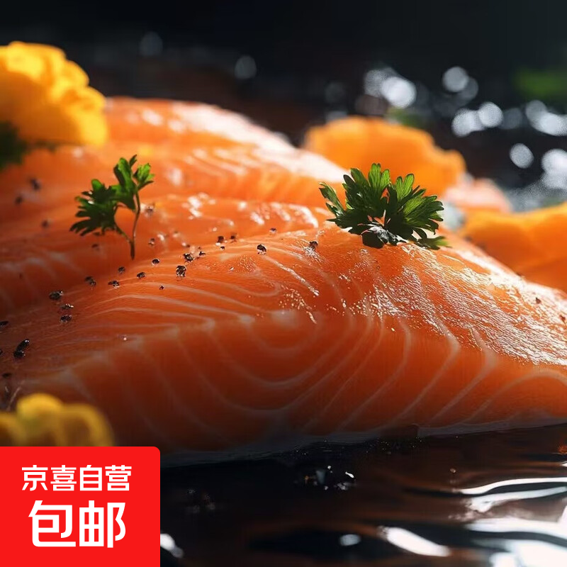 智利三文鱼块鱼排鱼柳带皮去骨去刺（每袋1-2块）大西洋鲑 三文鱼块带皮 1500g （3袋）