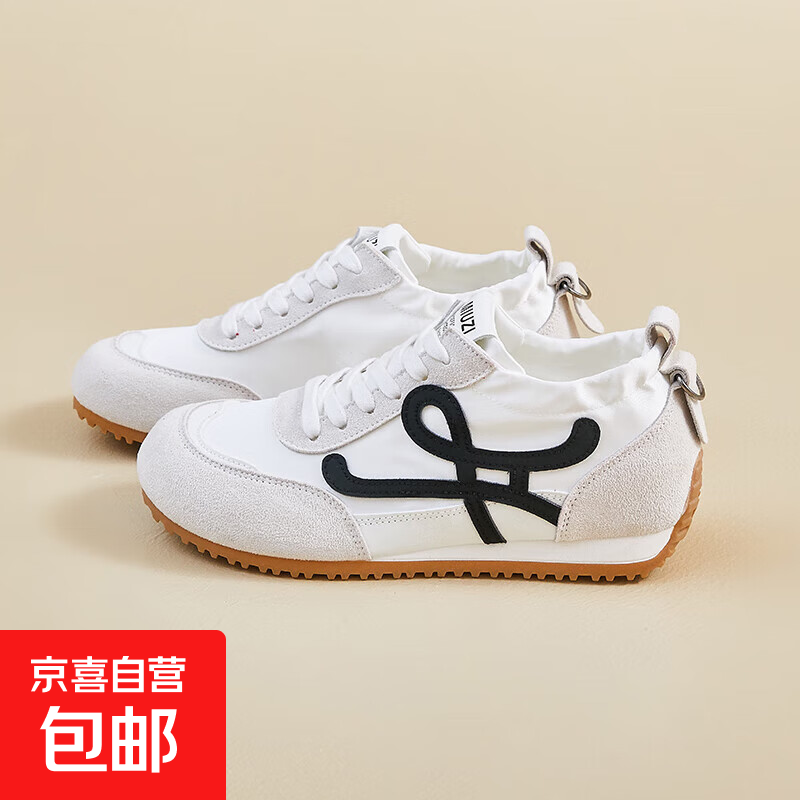 明星同款德训鞋女复古丑萌大头运动鞋内增高阿甘鞋透气休闲鞋女鞋 米黑 39