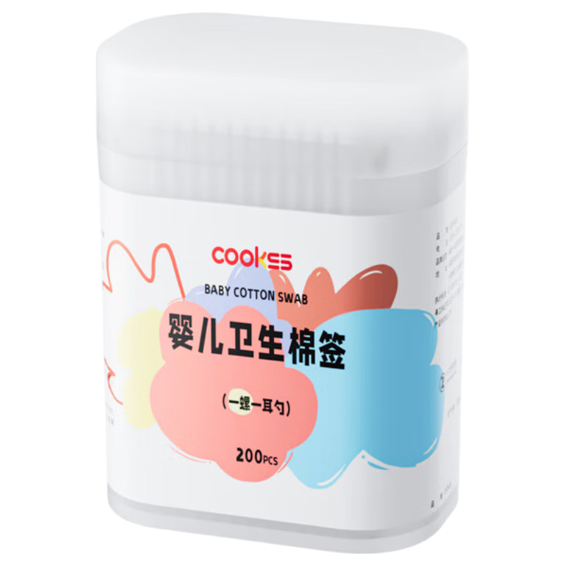 COOKSS婴儿棉签棉棒宝宝掏耳朵新生儿童鼻屎肚脐螺旋头挖耳勺400支