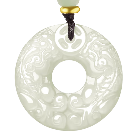 印象眸 和田玉貔貅吊坠 平安扣男女款玉坠双面雕刻浅青玉吊坠