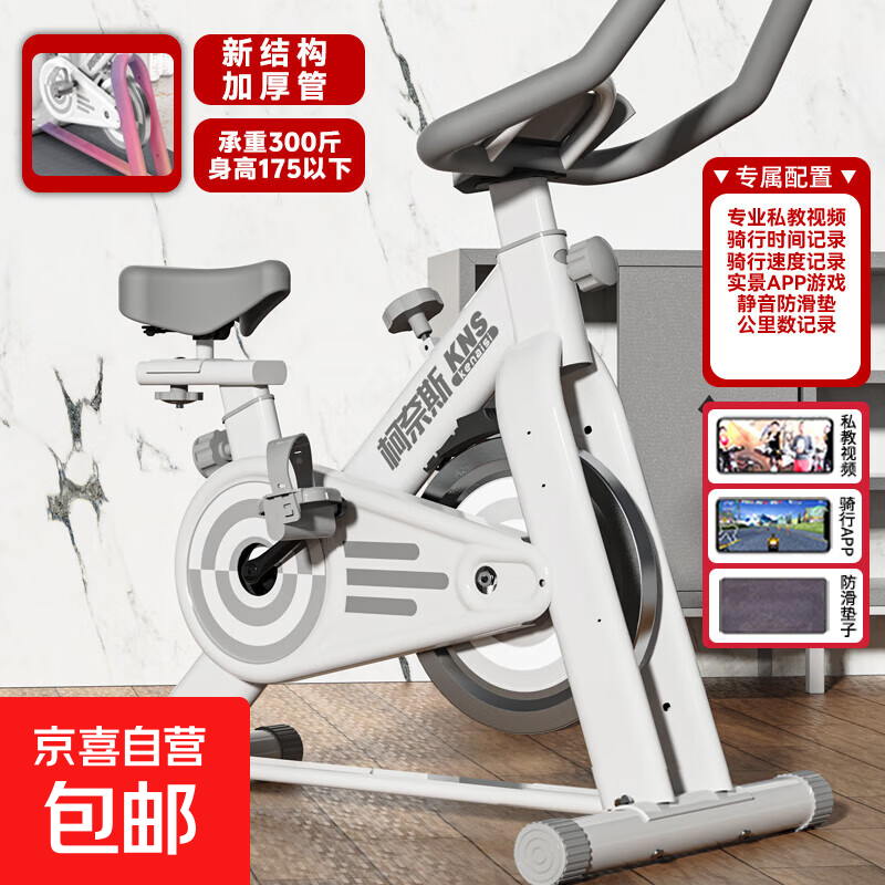 柯奈斯动感单车自行车健身车骑行台家用静音智能运动减肥锻炼减脂 白色【顶配款】蓝牙实景APP+防滑垫