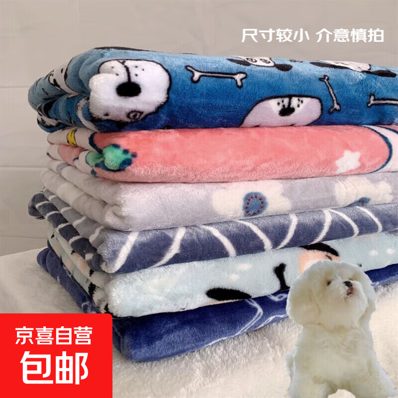 【加厚】冬天保暖双面绒速热加厚宿舍办公室午睡毯毛毯宠物可用毯 花型颜色随机 100cm*70cm 1条装