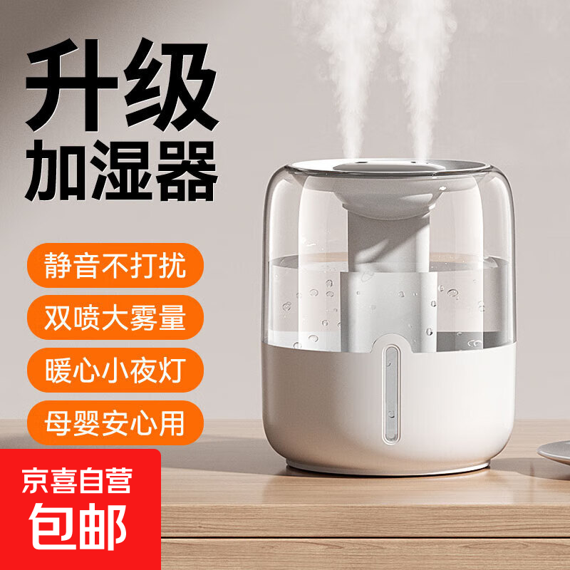 加湿器大雾量家用卧室2025新款静音办公室桌面usb便携孕妇婴儿补水车载空气净化喷雾宿舍学生 【旗舰款】插电款/安全防干烧/温馨小夜灯