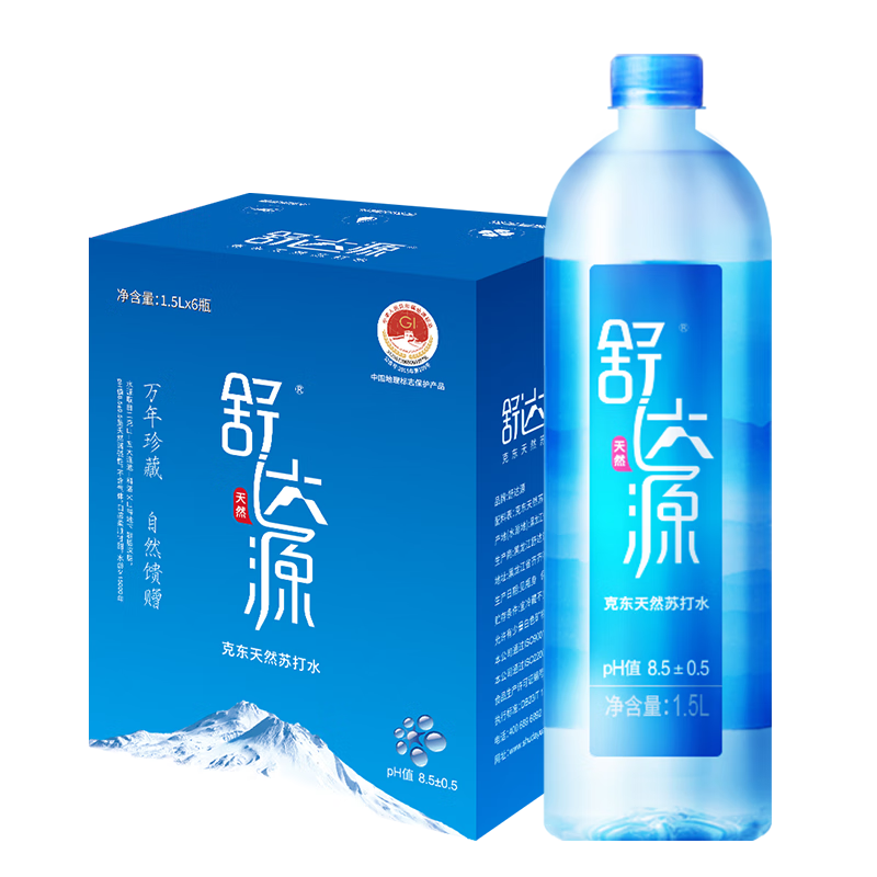 舒达源天然苏打水1500ml*6瓶*5箱送礼水卡 弱碱性饮用水 1500ml