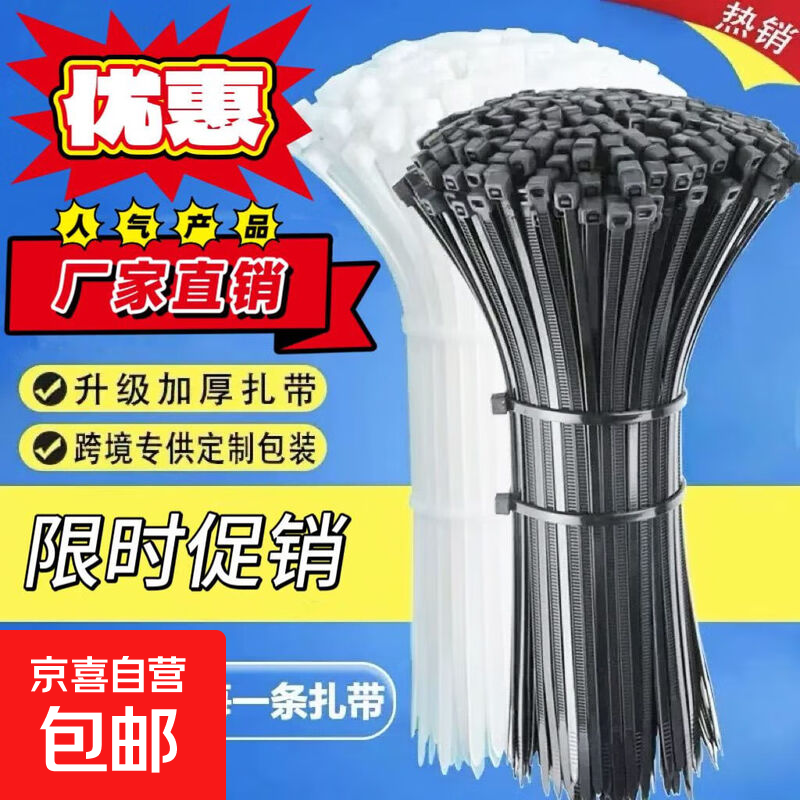 【国标足数】尼龙扎带自锁式塑料扎带大中小号白色捆扎带绑带 白色 国标宽3毫米长12厘米-100根