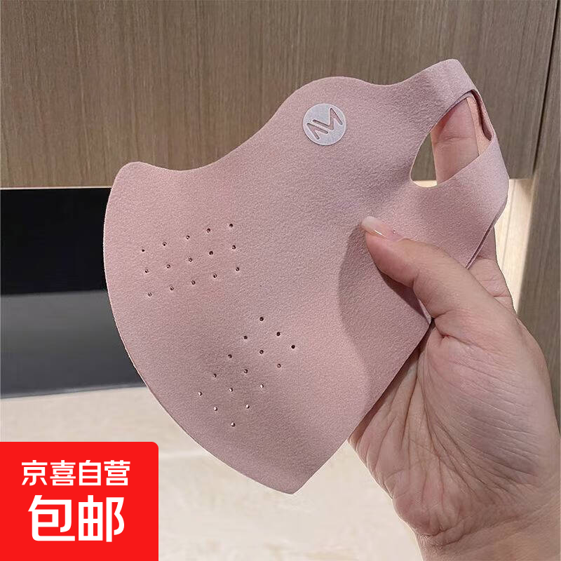 秋冬季德绒保暖口罩女透气高颜值骑行防风寒护眼角面罩立体加厚 粉色一个装【体验装】