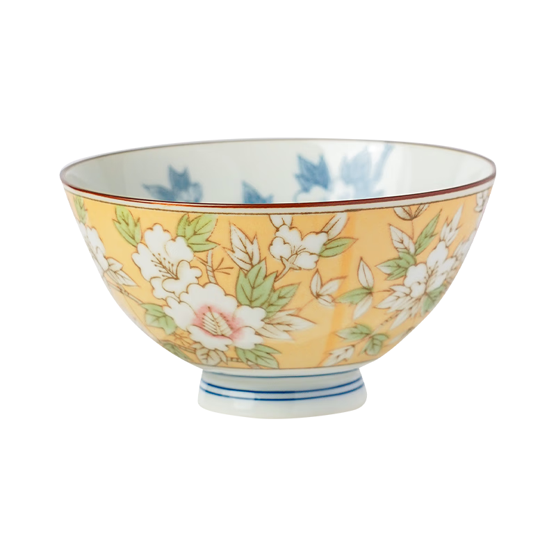 美濃燒（Mino Yaki）日本進(jìn)口手繪粗陶陶瓷米飯碗家用日式釉下彩餐具精致小碗 柔光金