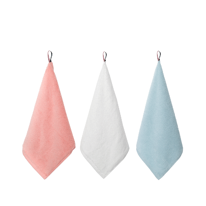 GGT棉花糖方巾 洗脸擦手小毛巾私处护理毛巾儿童口水巾三条装 粉白蓝