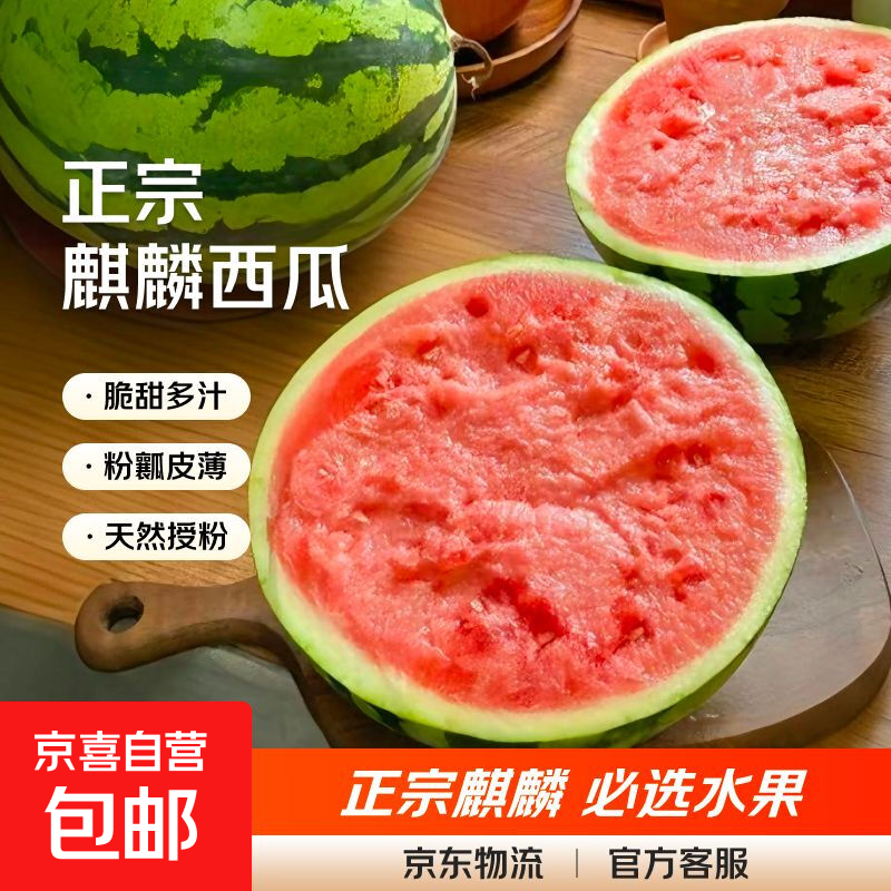 正宗云南麒麟甜王西瓜有籽无籽随机发货 净重6-8斤麒麟