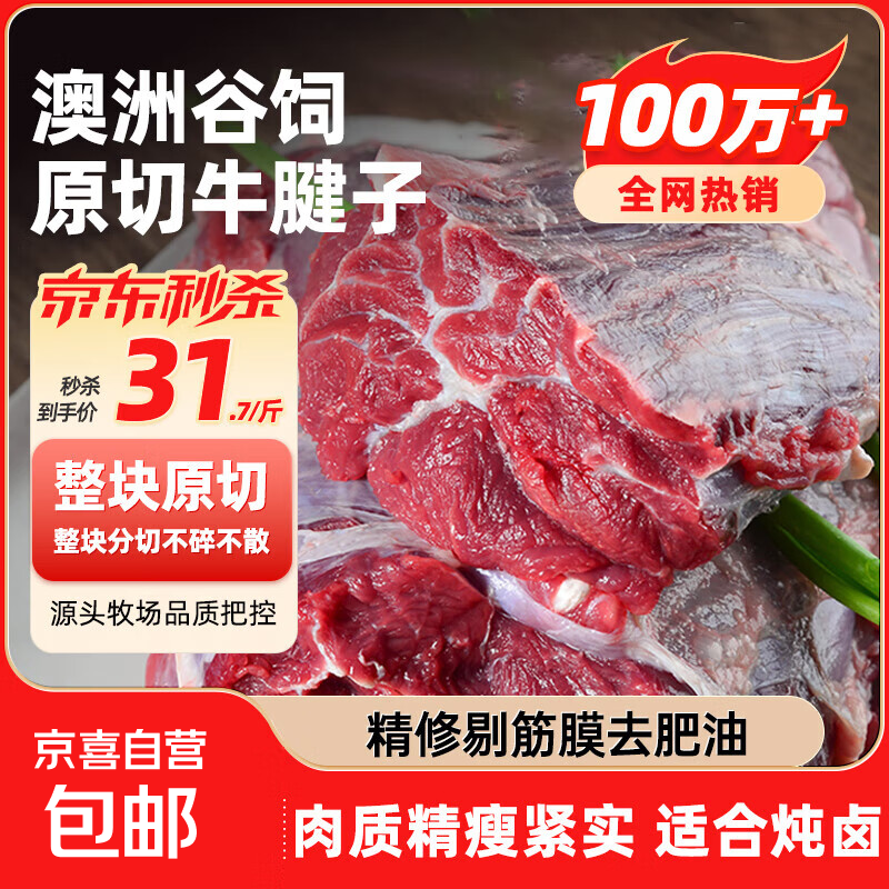 澳洲安格斯原切谷饲牛腱子新鲜牛肉儿童厨房必备生鲜火锅食材 澳洲谷饲牛腱子4斤