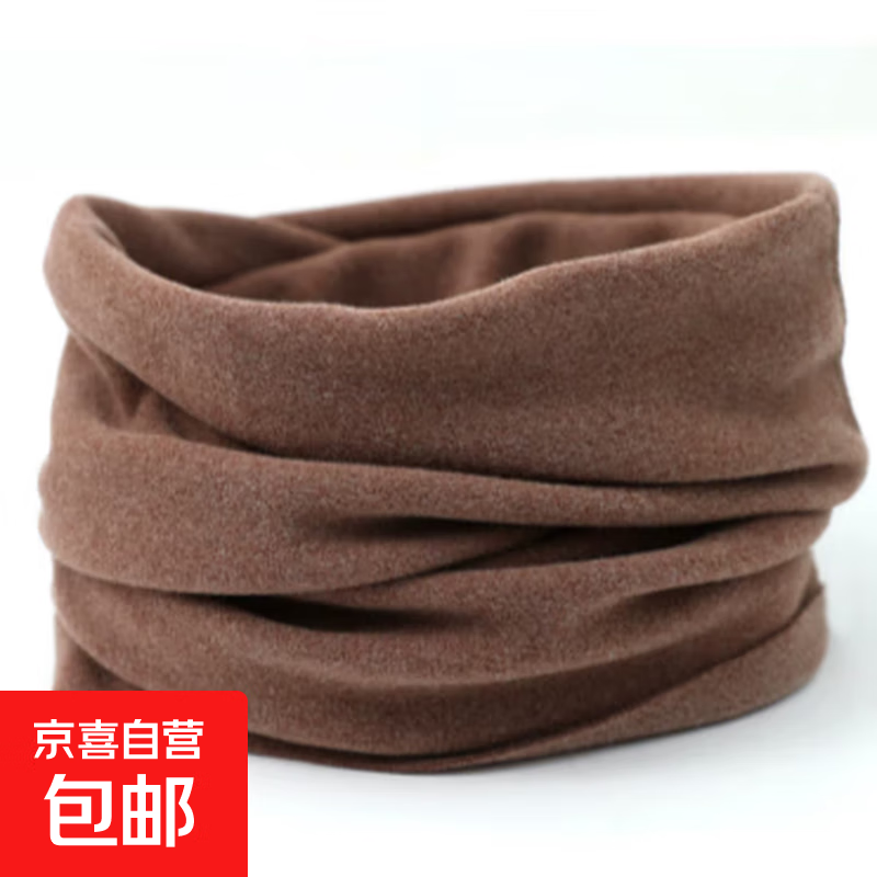 德绒围脖女护颈款秋冬季保暖简约韩版百搭纯色套头围巾男女围脖套 德绒围脖-咖色加厚款-1个 无规格