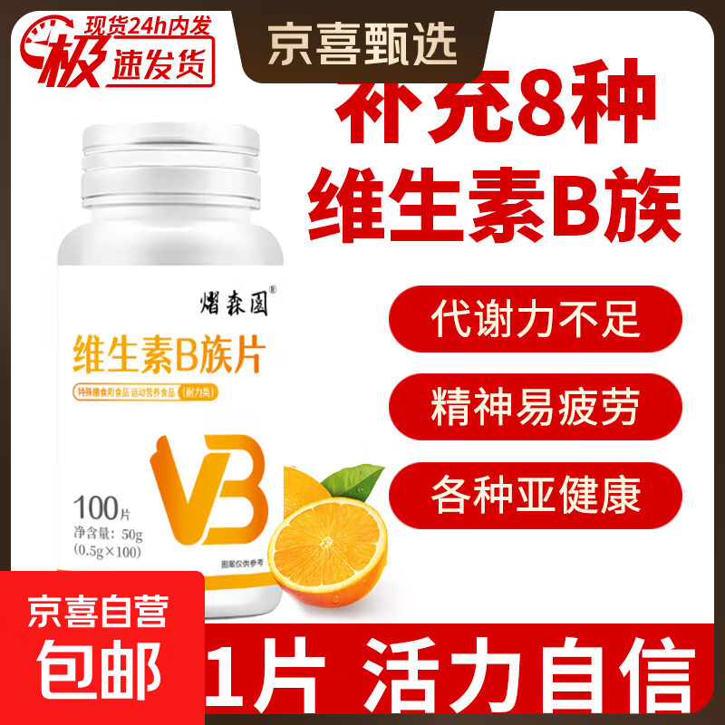【活动专属】维生素B族片复合维生素生物素叶酸烟酸多维加班熬夜 【优惠装】维生素B族片100片*2瓶