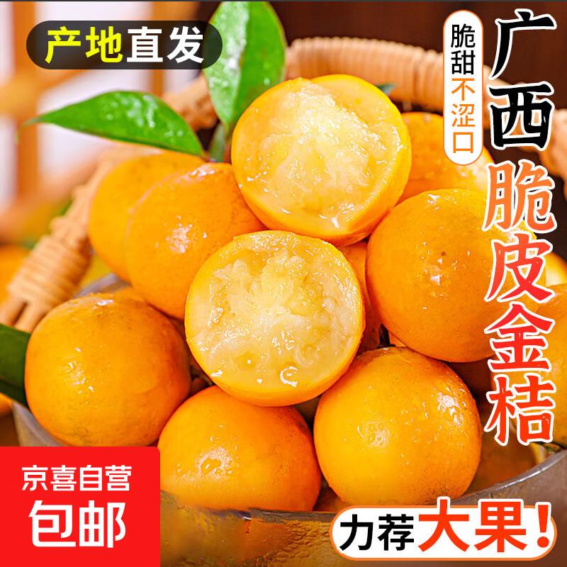 广西脆皮金桔新鲜桔子水果当季生鲜滑皮金桔融安年货产地直发包邮 【试吃】净重1斤 中果 单果11-14g