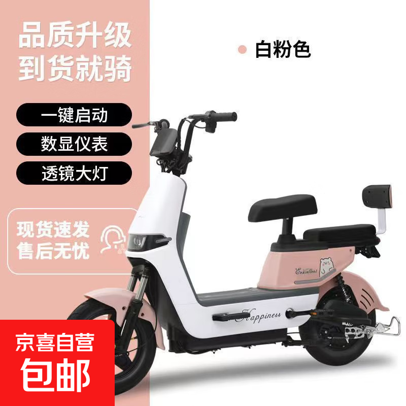 2025款国标电动车小型成人新款两轮自行车电瓶车女士助力电动自行车新国标电瓶车 新国标-可上牌-超长续航【白粉色】 【旗舰款】天能铅酸电池48v12Ah续航35公里左右
