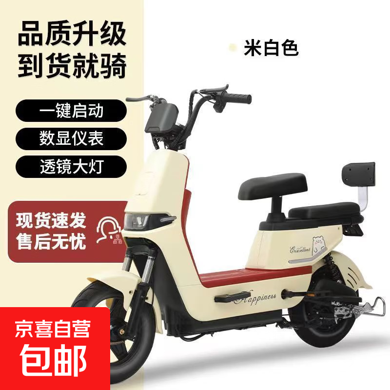2025款国标电动车小型成人新款两轮自行车电瓶车女士助力电动自行车新国标电瓶车 新国标-可上牌-超长续航【米白色】 【普通款】铅酸电池48v12Ah续航15公里左右