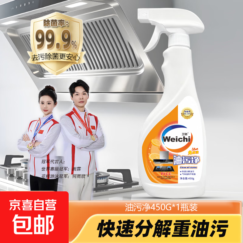 油污净厨房重油污清洁剂抽油烟机去油污神器泡沫除垢清香不刺鼻 450g*1瓶+1泡沫喷头【试用装】