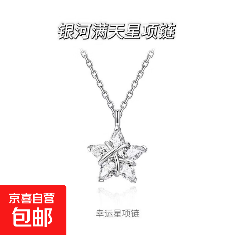 潮色绘小福星幸运星纯银项链女款百搭配饰轻奢小众高级感生日礼物 幸运星缠绕项链