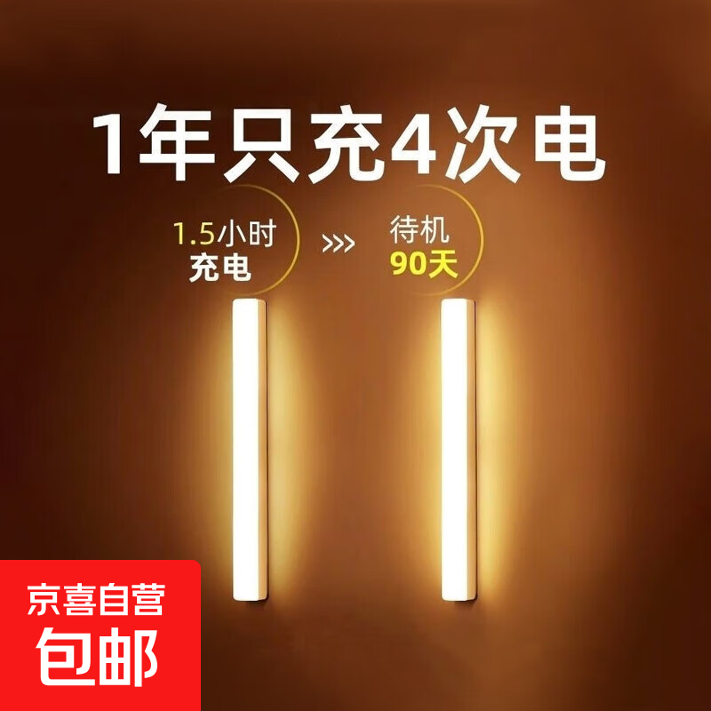 led人体感应灯带楼道走廊橱柜衣柜灯镜前灯柜底灯家用小夜灯 led人体感应灯（白光单支装100mm）