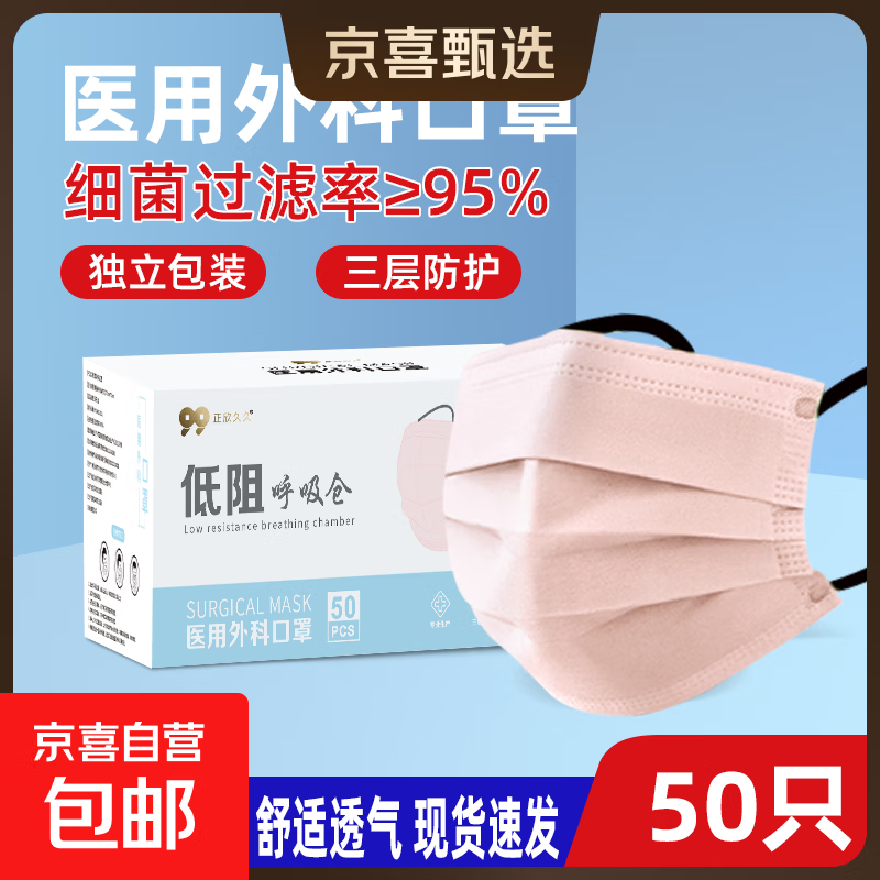 【大牌平替】医用口罩莫兰迪色过敏防风防尘时尚独立包装50只盒装 香芋紫【独立包装】50只