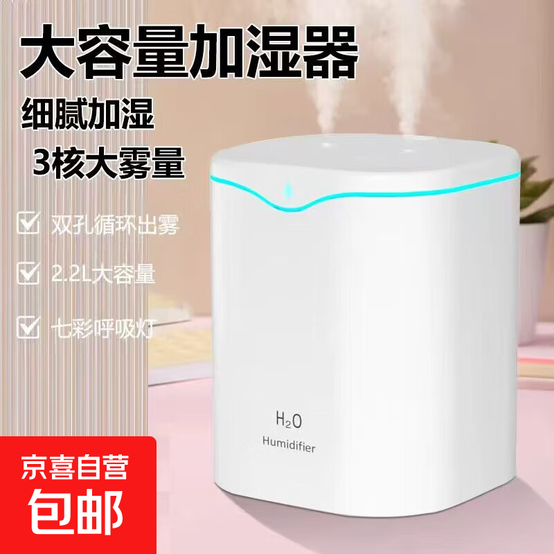 加湿器家用空气加湿器净化器香薰机空调房加湿器usb静音卧室孕妇婴儿喷雾宿舍学生女生礼物 旗舰款-【双喷+静音大容量+细腻喷雾】-2.2L