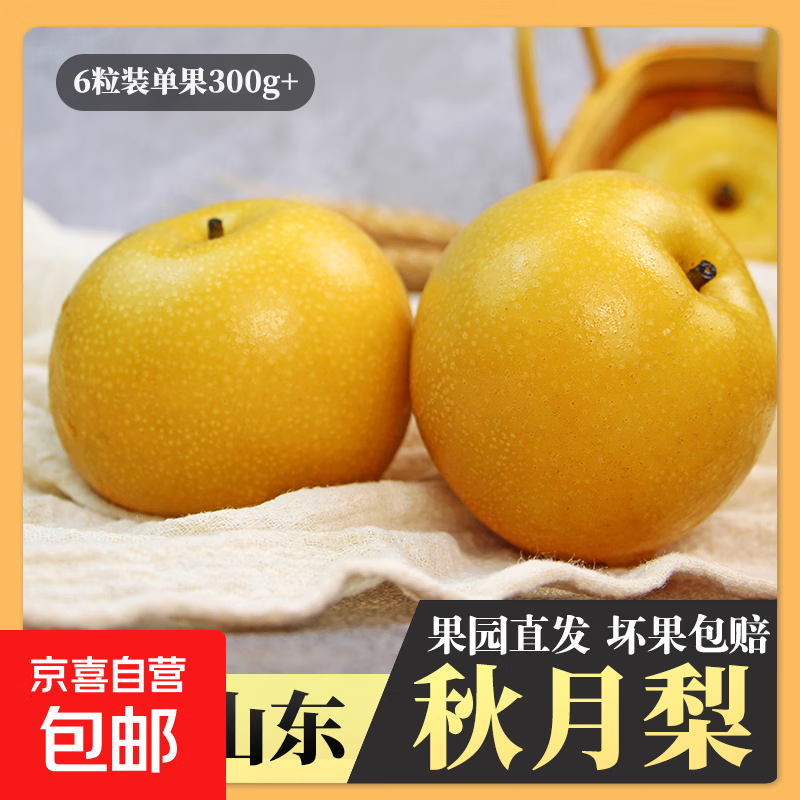 京喜加羊脂秋月梨冰糖蜜梨时令当季新鲜水果中翠梨-新11 带箱4斤（单果170g+）