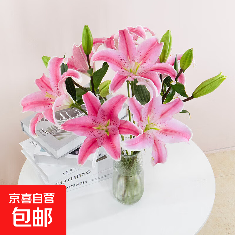 【香水百合】特价鲜花云南直发家用水养插花束七夕送礼物好养香味 粉百合9朵 优质百合