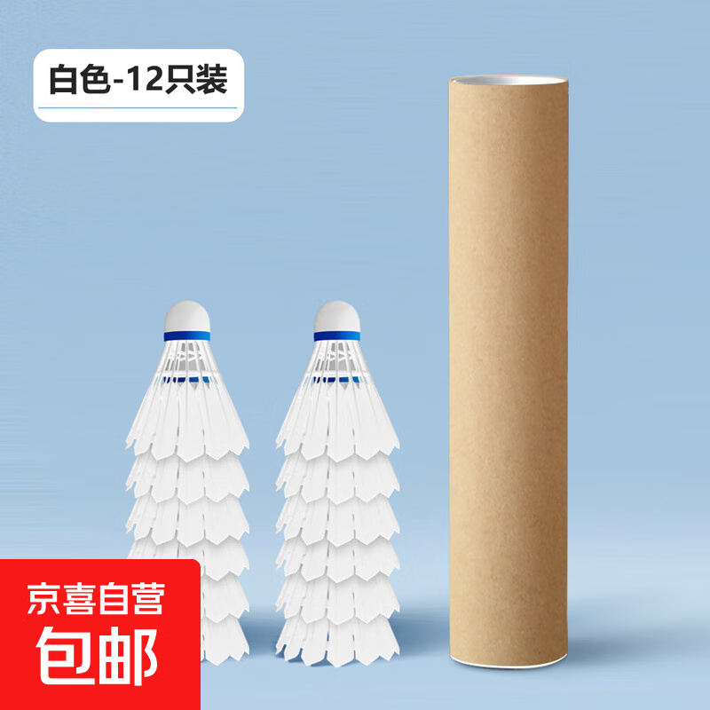 仿真鹅毛羽毛球 2025新款塑料尼龙球超耐打新手入门室内外训练球 仿羽毛(泡沫球头)-12只装 1筒