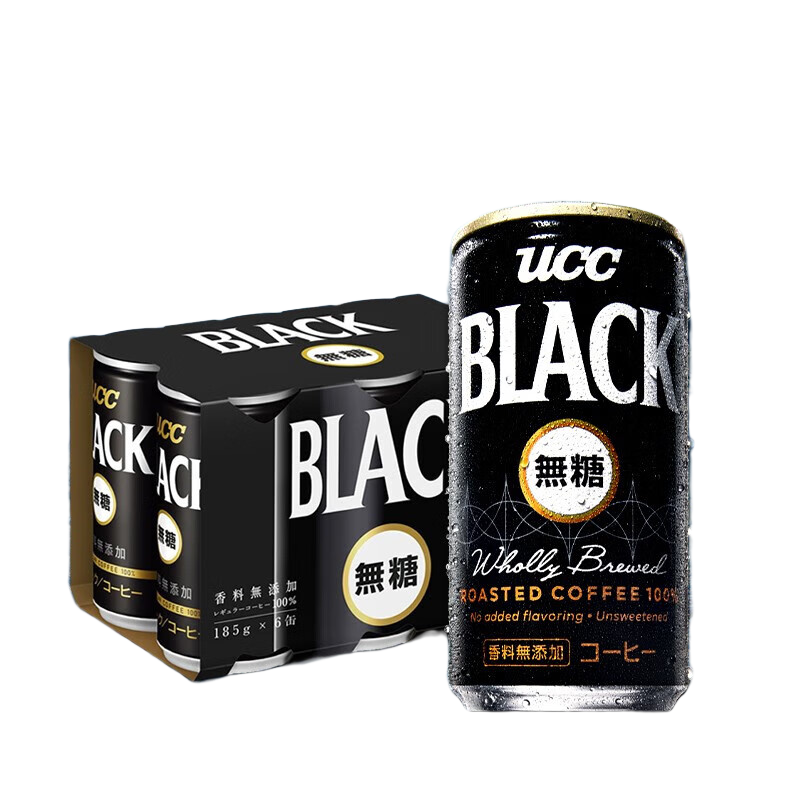 悠詩(shī)詩(shī)（UCC）BLACK黑咖啡飲料 日本進(jìn)口無(wú)蔗糖美式咖啡開(kāi)罐即飲 185g/罐 無(wú)蔗糖BLACK咖啡185g-6罐