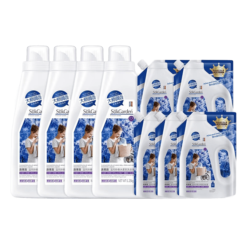 蔬果园香水洗衣液除菌除螨家用深层洁净持久留香护色柔顺果蔬园洗衣液 香水洗衣液15斤装【家庭囤货装】